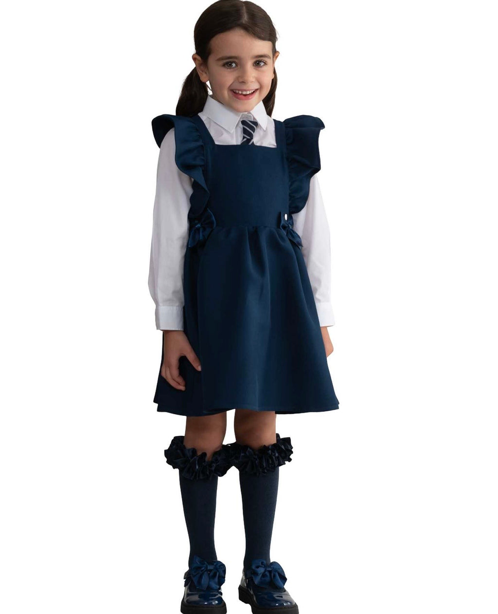 Caramelo Frill Pinafore Navy