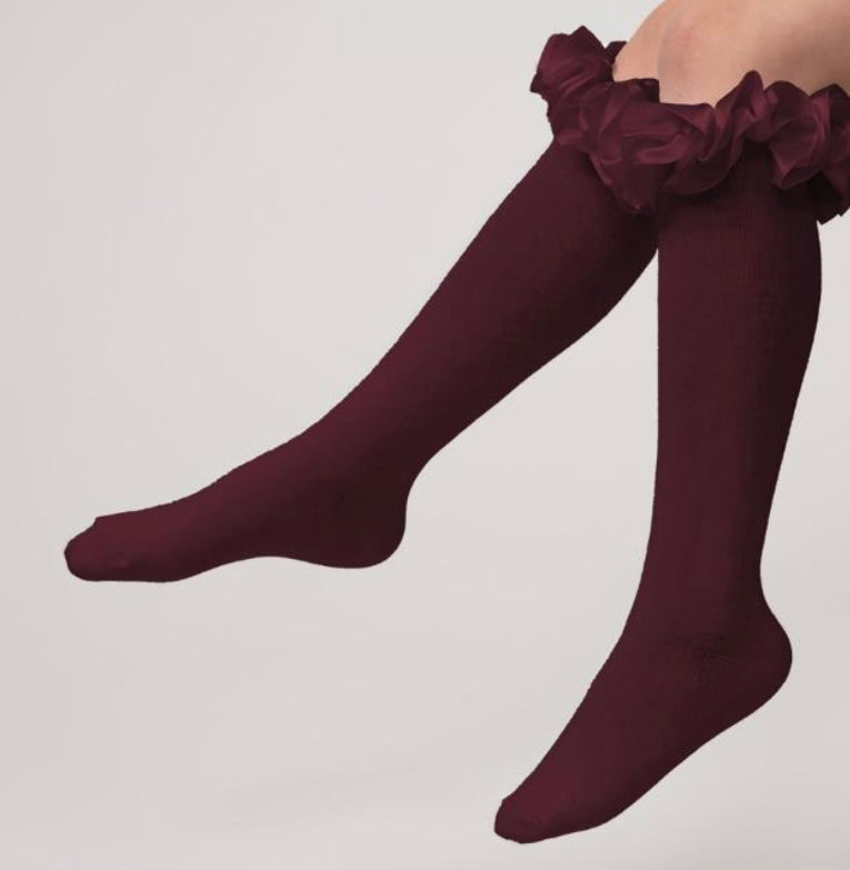 Ruffle Socks Burgundy